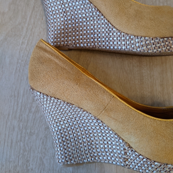 She's Collection Yellow Peep Toe Wedges 9 - Picture 7 of 12